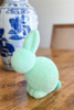 Flocked Pastel Seated Bunny With Pom Pom Tail