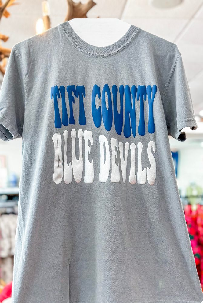 Tift County Blue Devils Retro Puff Vinyl T-Shirt