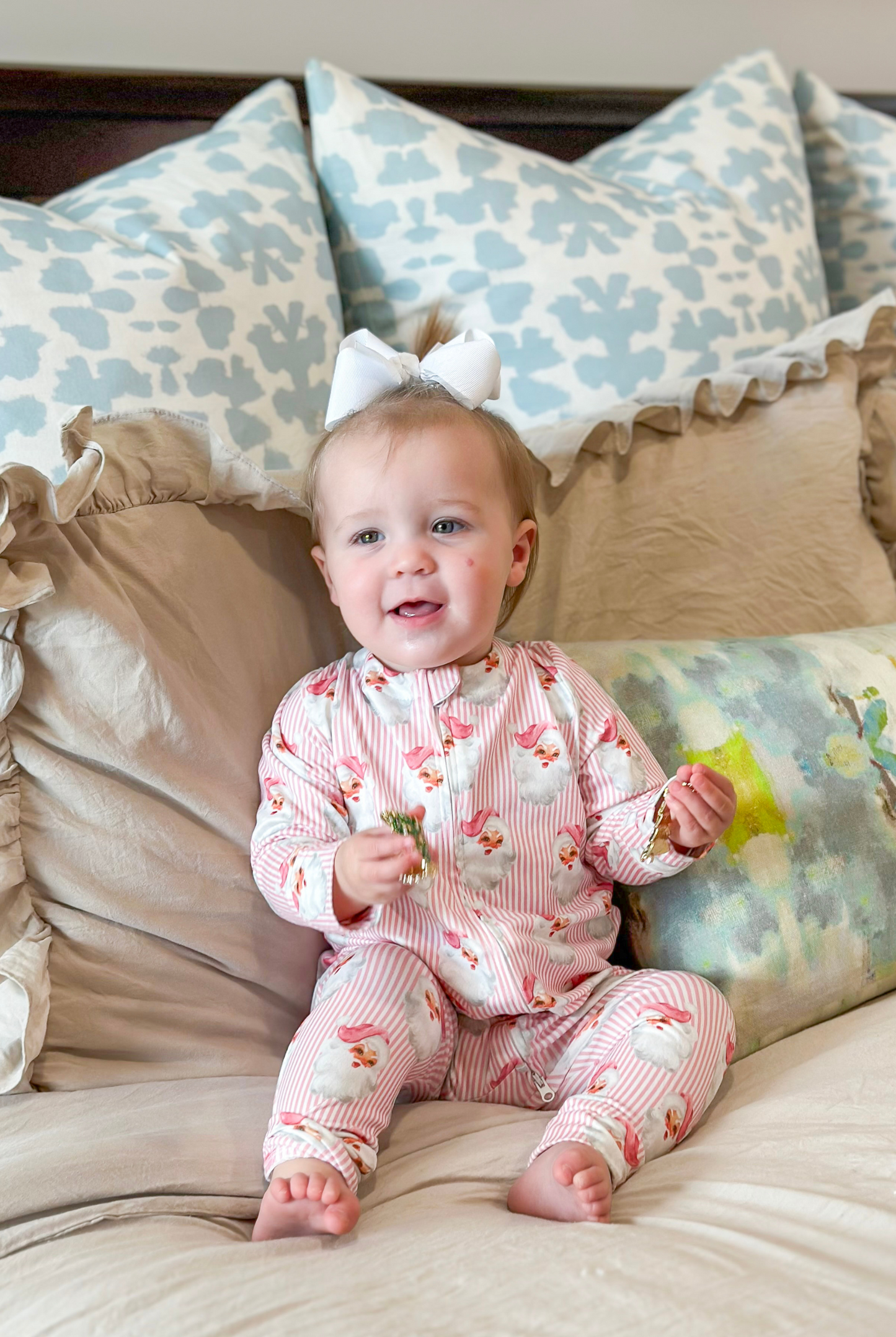 Baby Pink Santa Baby Pajama Onesie