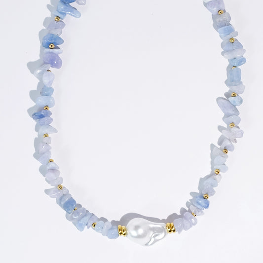 Enchanted Pearl Gemstone Necklace in Baby Blue
