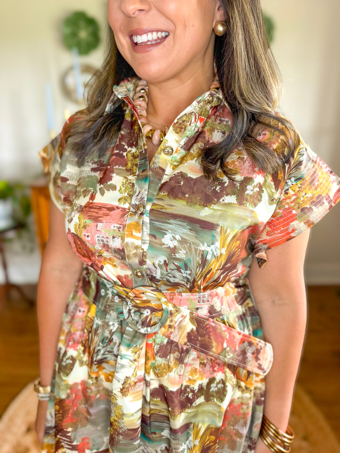 Painted Countryside Midi Dress