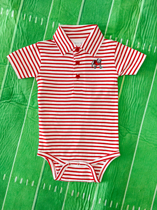 Georgia Bulldog Stripe Polo Creeper