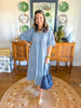 Cottage Gingham Midi Dress in Navy