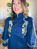 Golden Panther Dress in Navy