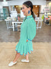 Mary Square Naomi Dress in Lined Up Green