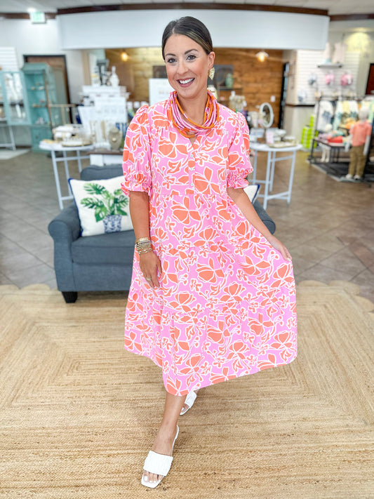 Mary Square Evie Dress | Blossom Breeze Coral