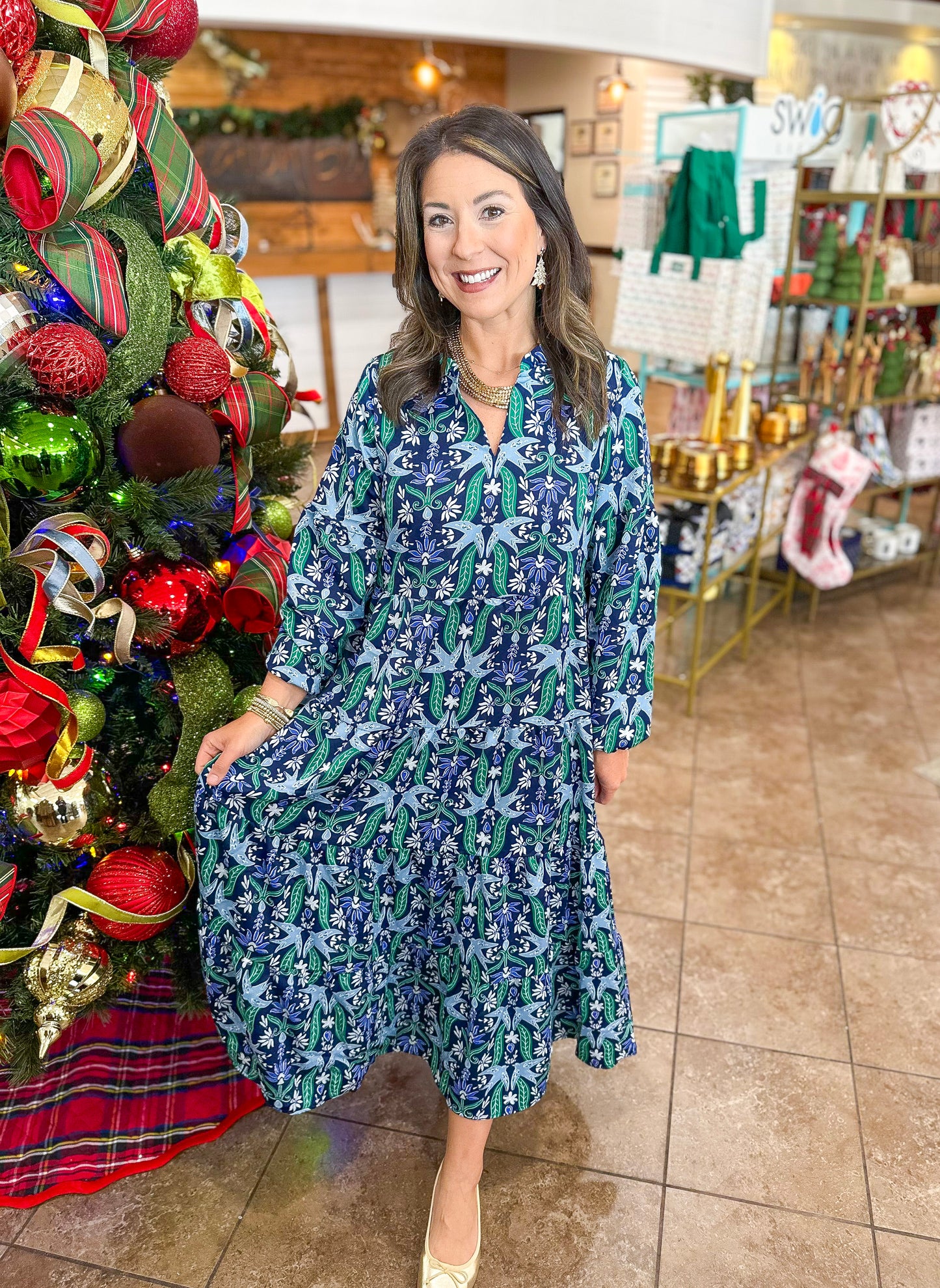 Mary Square Christina Dress in Gossamer Wings Navy