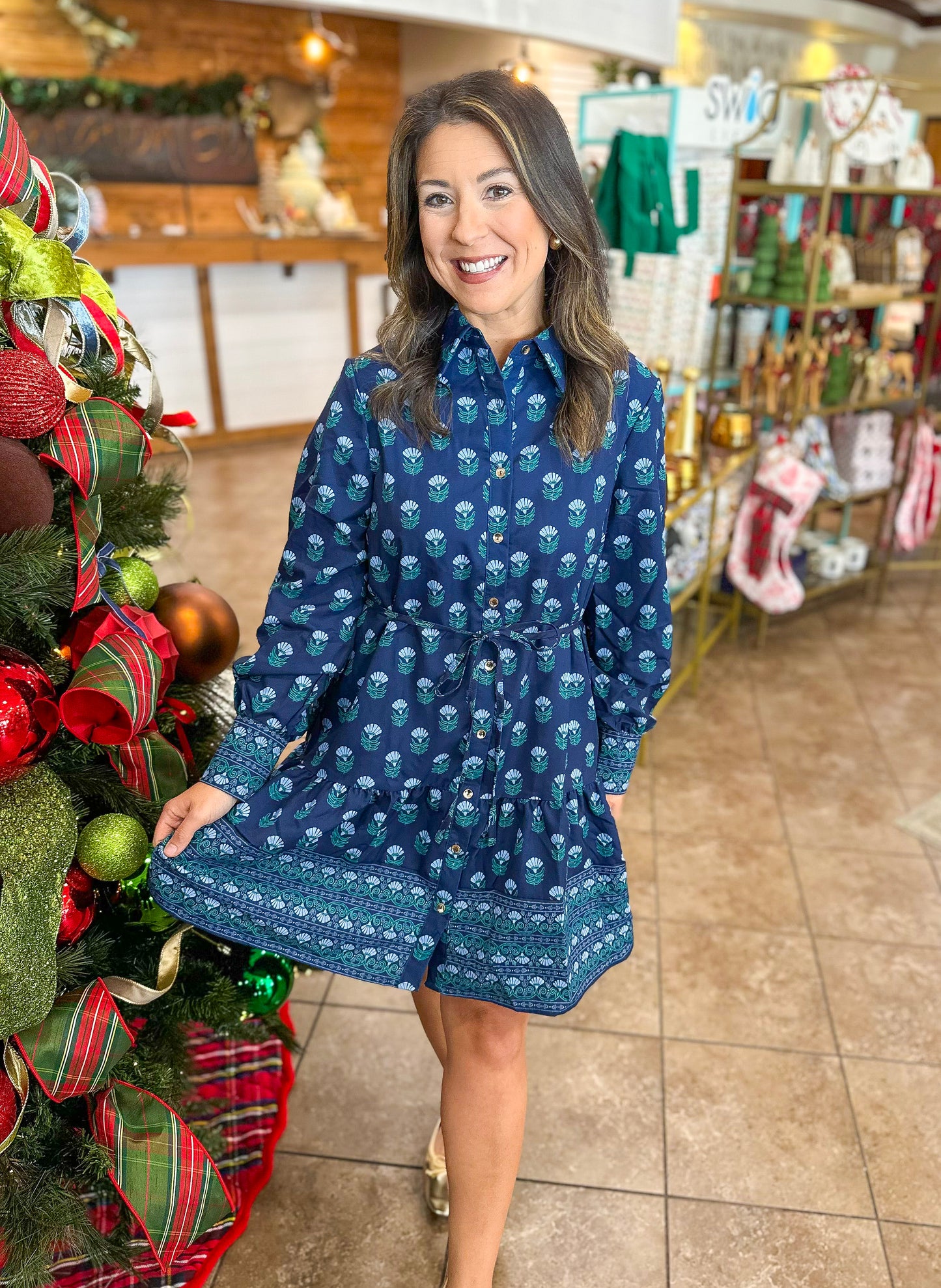 Mary Square Maya Dress in Floral Foulard Blue