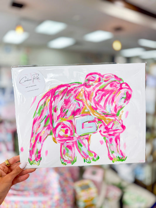 Caroline Barksdale Original Painting - Pink Multi Standing Bulldog