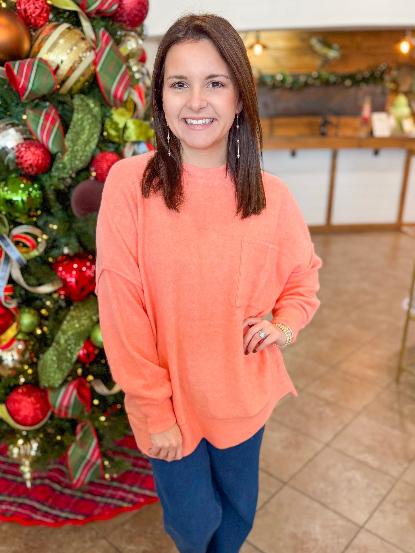 Cozy Nights Oversized Sweater in Coral