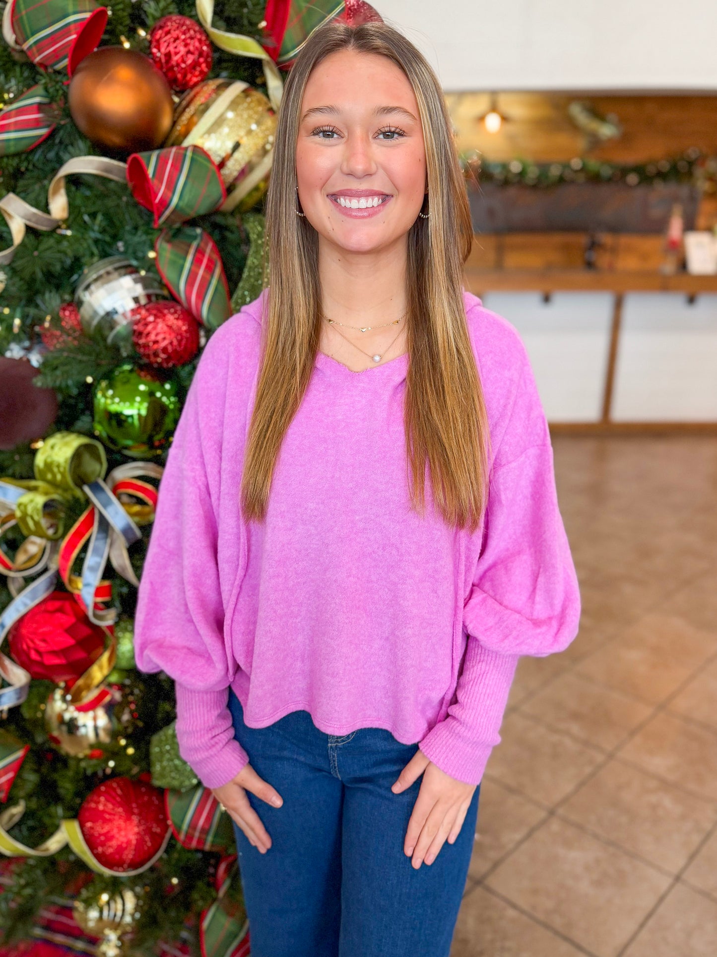 Winter Warmth Sweater in Bright Mauve