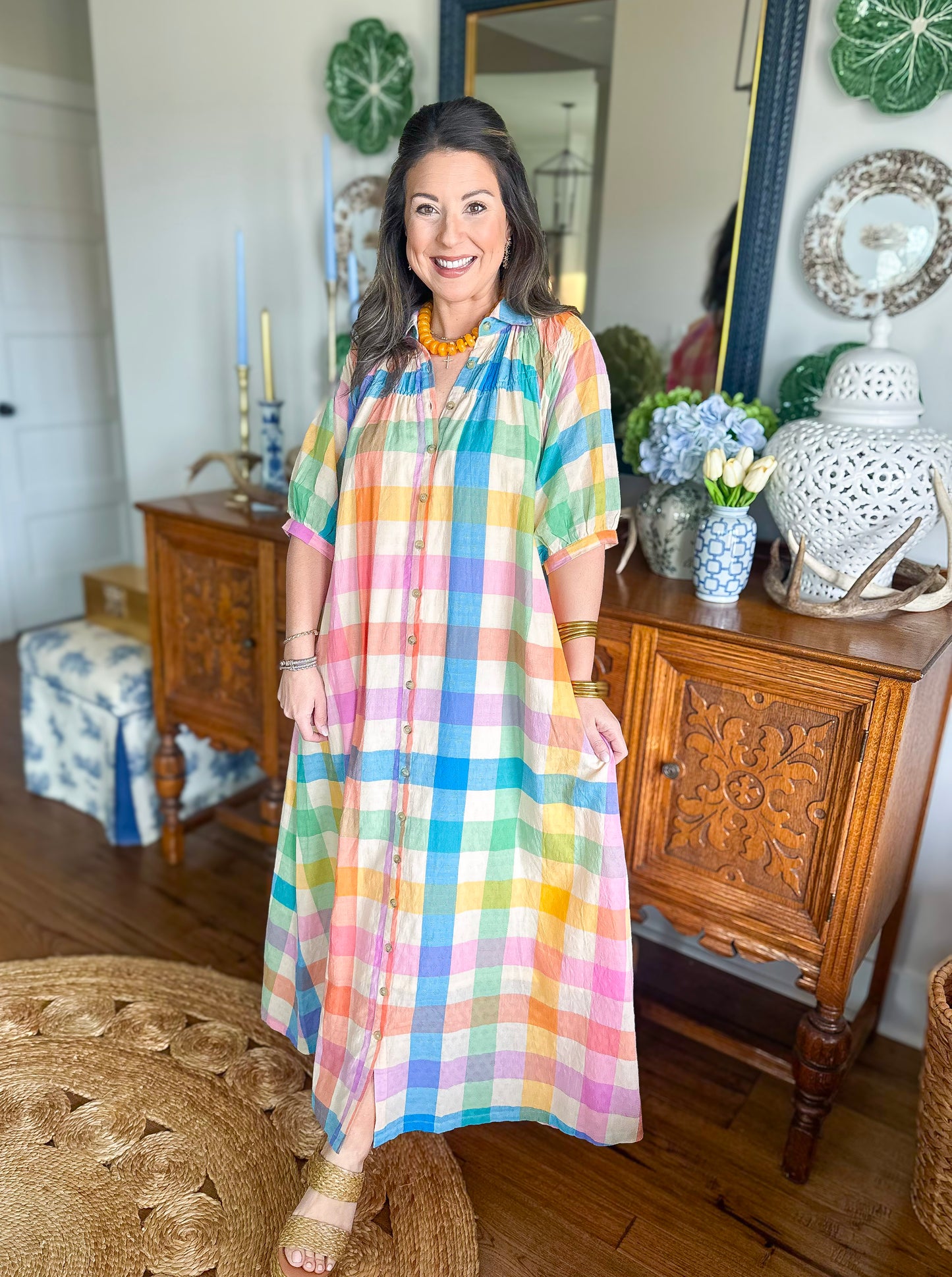 Sunshine Tienda | Rainbow Plaid Oasis Dress