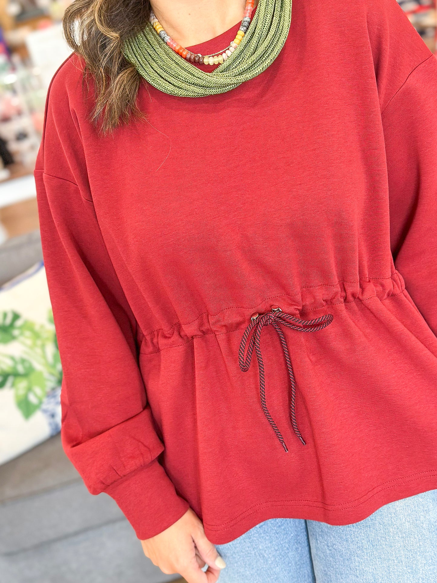 The Jetset Pullover Top in Burgundy
