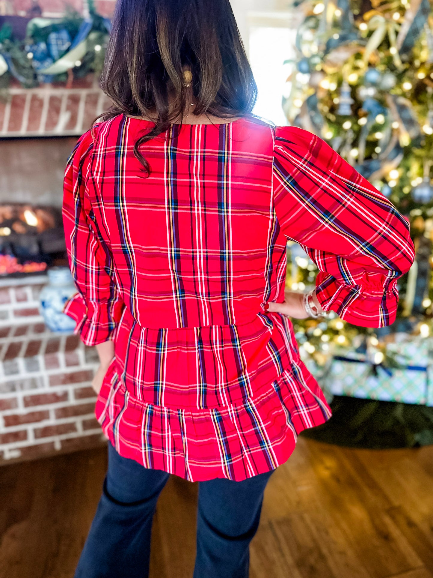 Ashford Plaid Top in Red