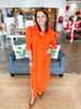 Adrienne Nina Dress in Orange Pinstripe