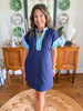 The Caroline Dress in Navy & French Blue