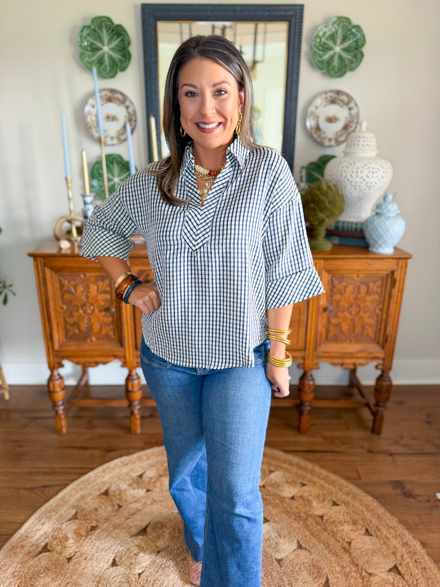 The Bramble Top in Navy