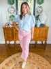 Prescott Stripe Denim Pants in Red