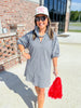 Adrienne Charlotte Dress in Black Seersucker Gingham