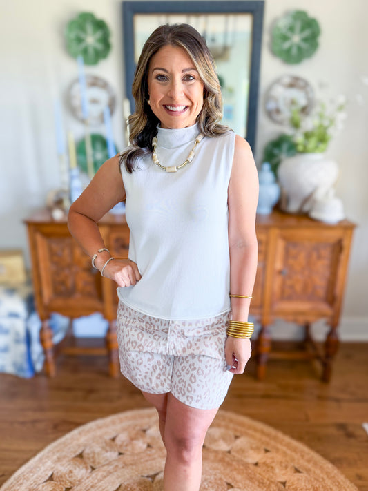 City Sleek Mock Neck Top in White