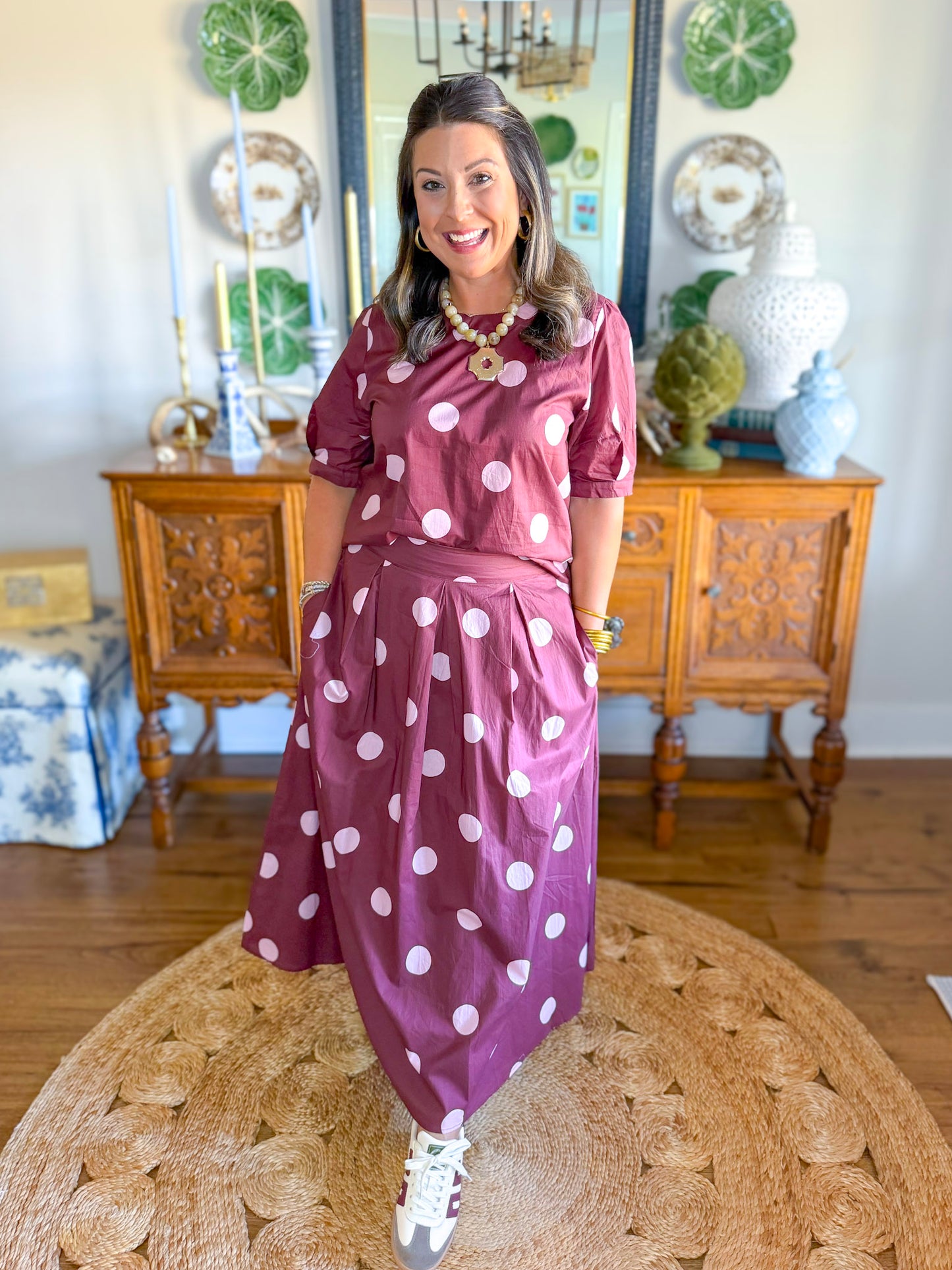 Burgundy & Blush Dot Set