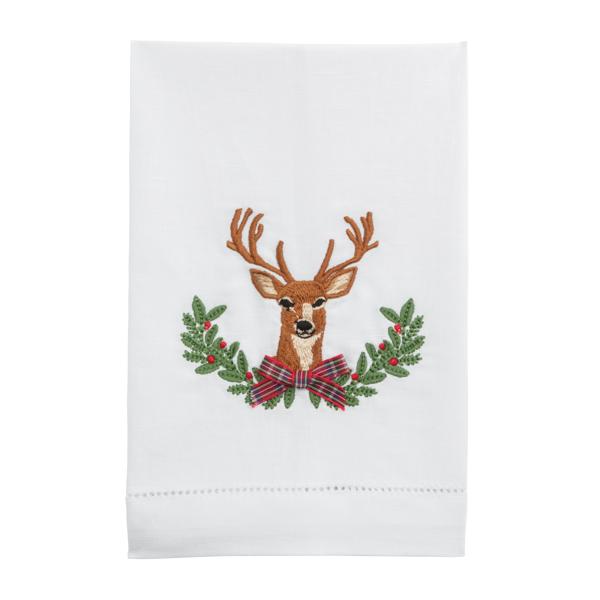Christmas Deer Embroidery Towel