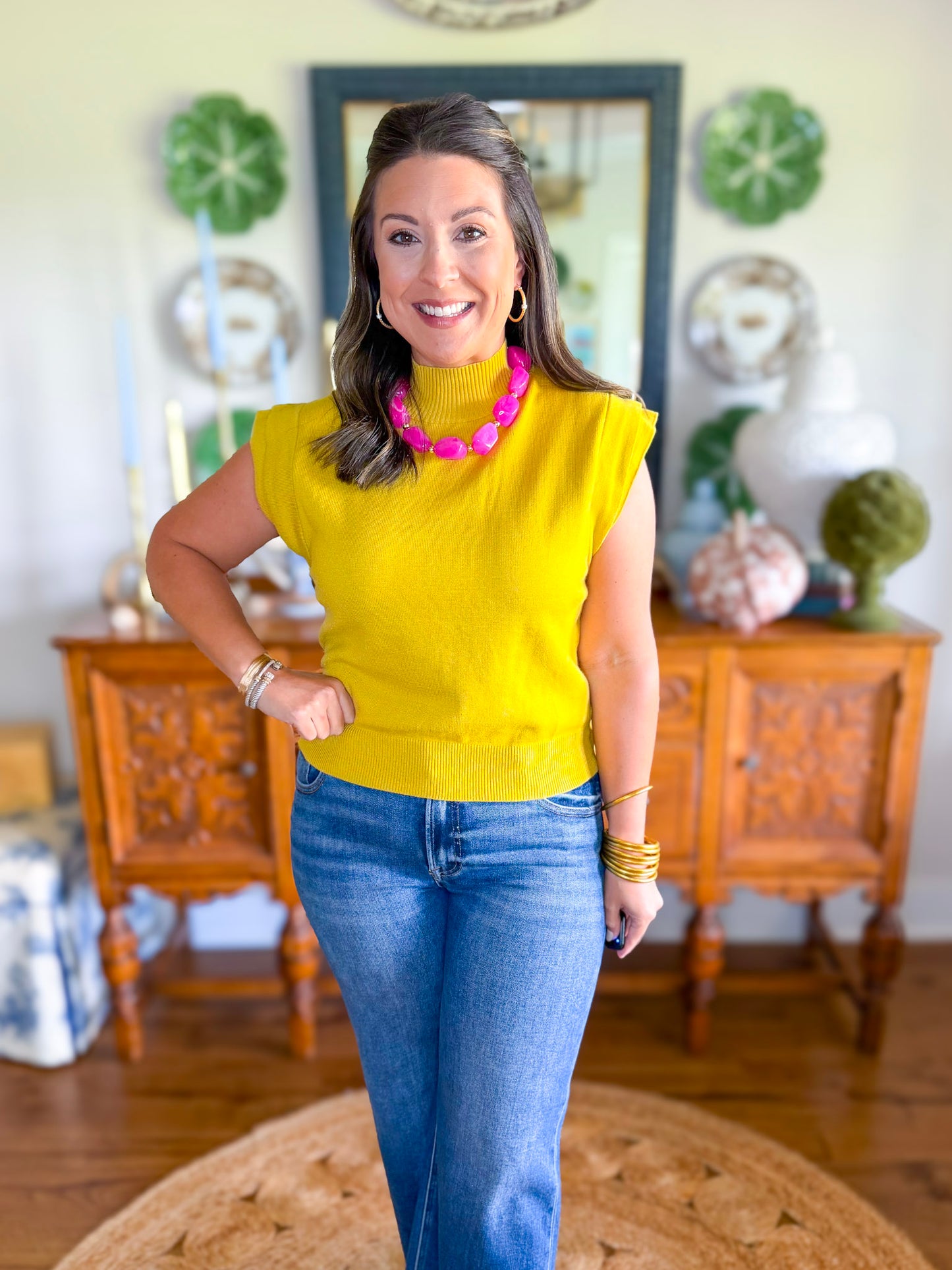 The Rosalie Knit Top in Chartreuse