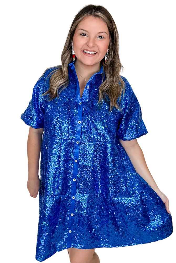 Living in America Blue Sequin Dress