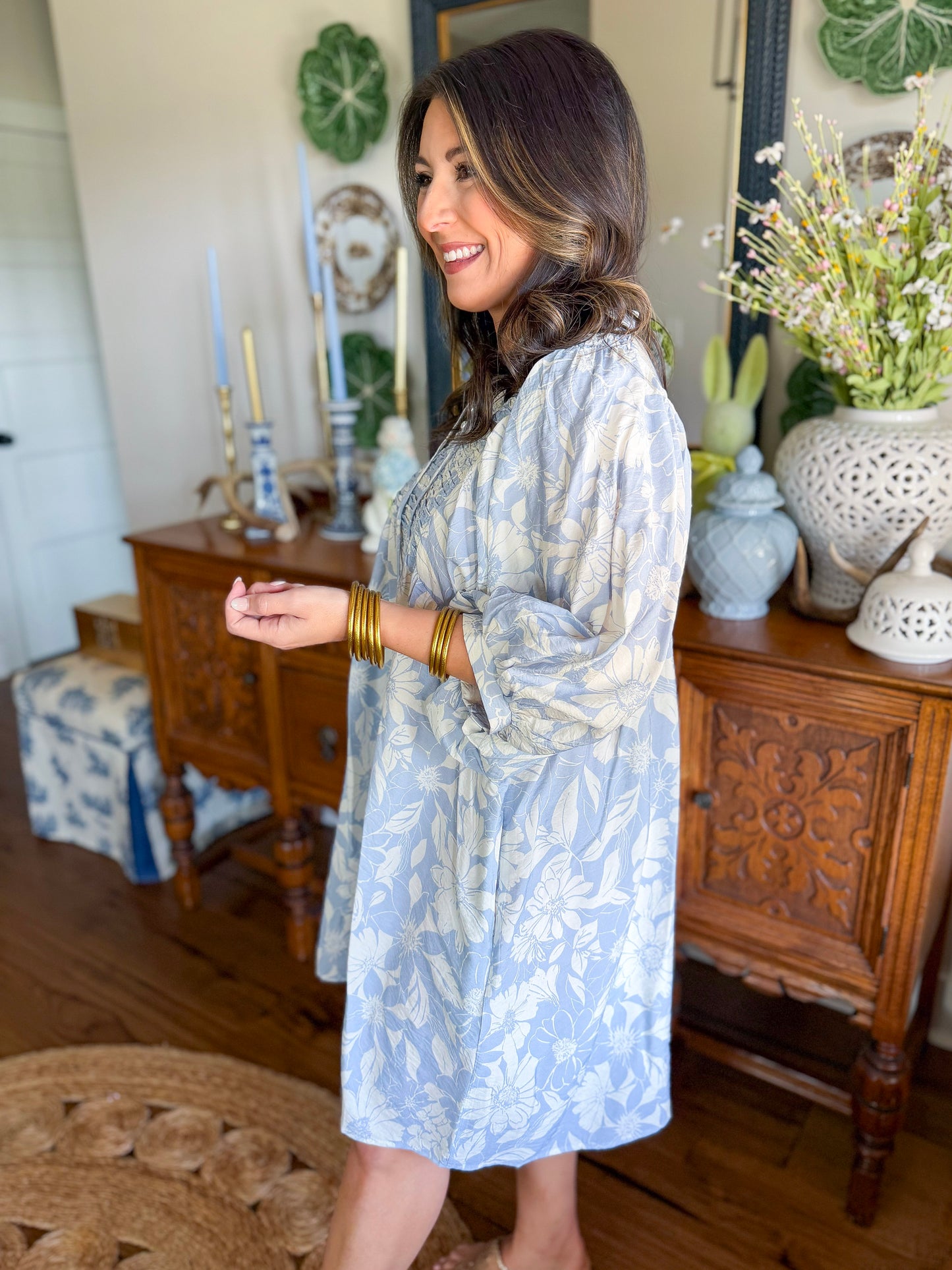 Blue Petal Mini Dress