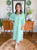 Caryn Lawn I Coco Palm Beach Dress in Green + Blue