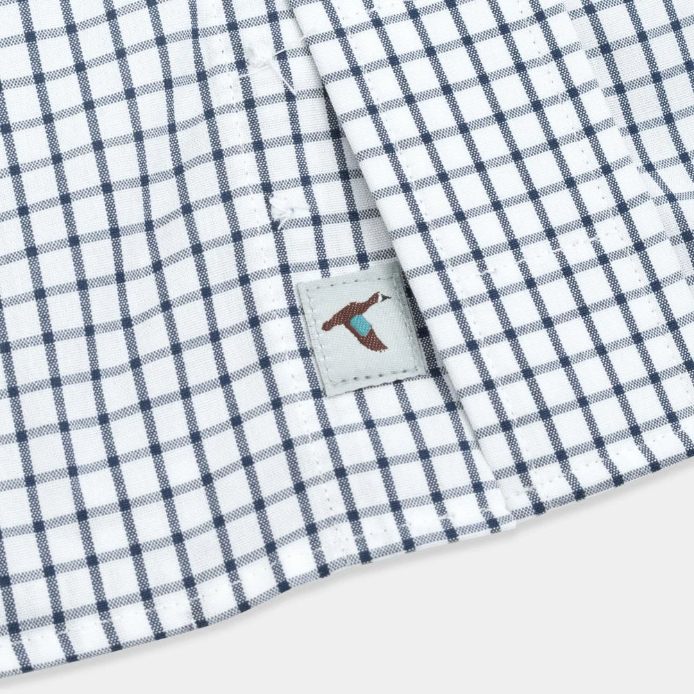 Gen Teal | Tattersall Cotton Sport Shirt in Navy