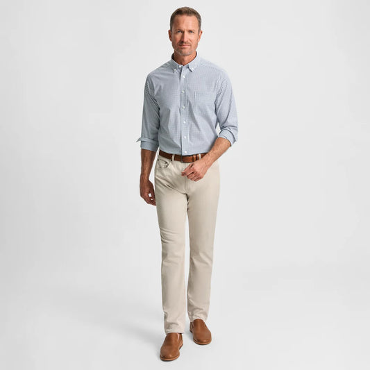Gen Teal | Tattersall Cotton Sport Shirt in Navy