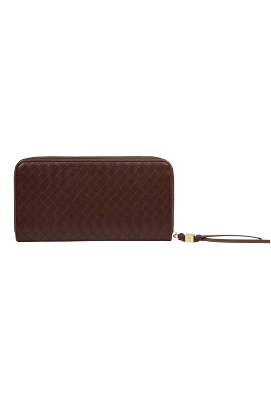 Katie Loxton | Nova Woven Texture Large Wallet in Chocolate