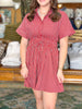 Eloise Pinstripe Dress in Burgundy