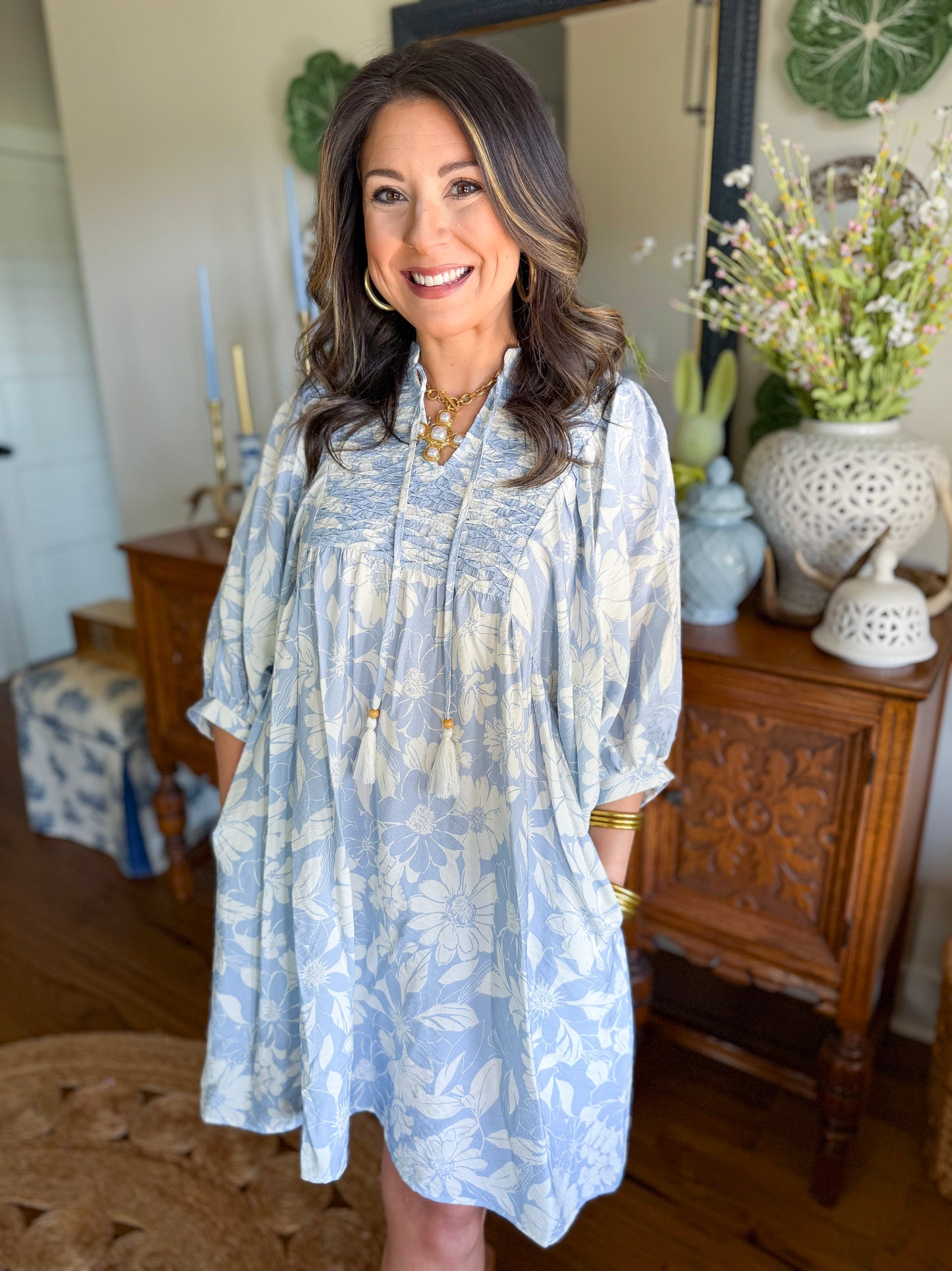 Blue Petal Mini Dress