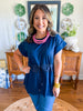 City Lights Cinched Top in Navy