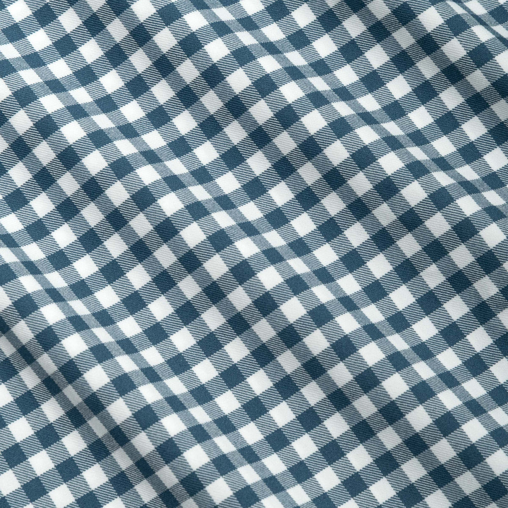 Gen Teal | Gingham Performance Sport Shirt in Navy