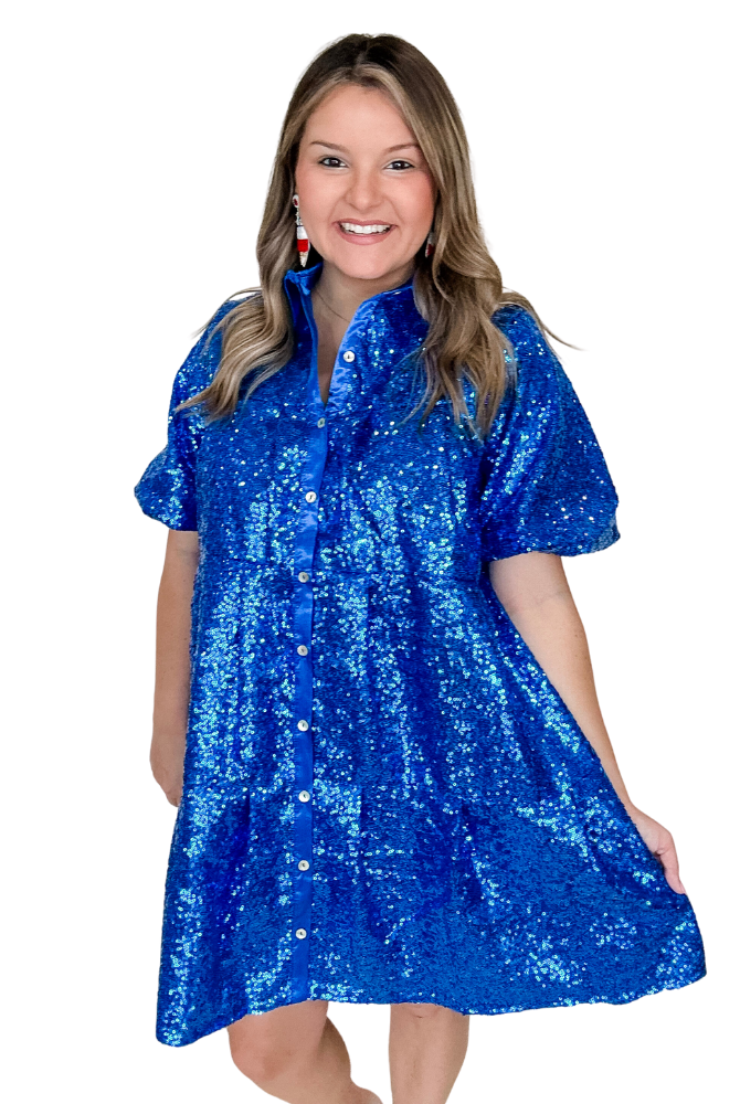 Living in America Blue Sequin Dress