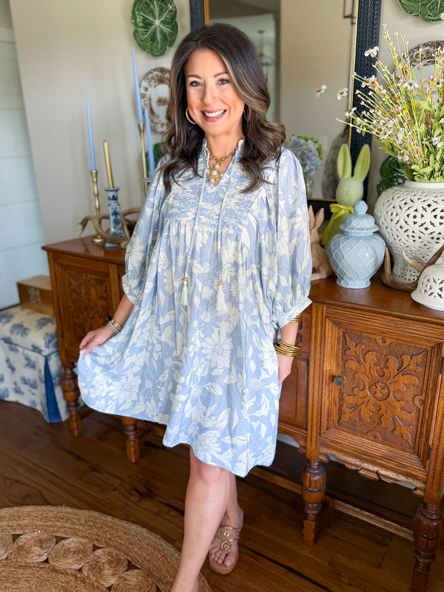 Blue Petal Mini Dress