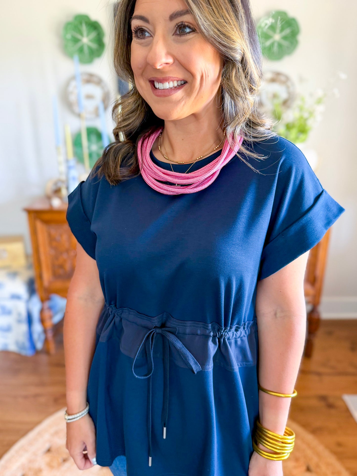 City Lights Cinched Top in Navy