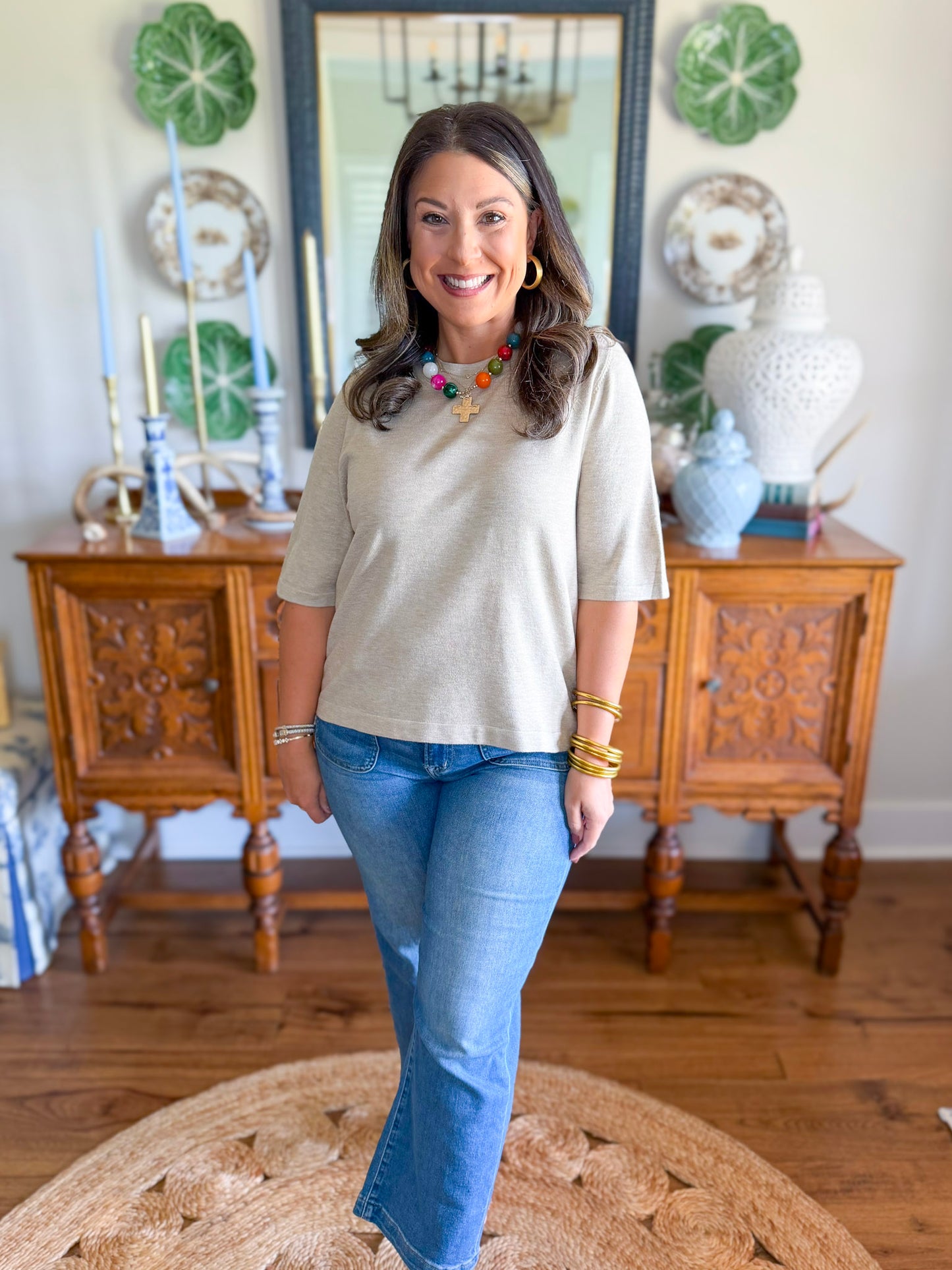 Signature Knit Top in Oatmeal