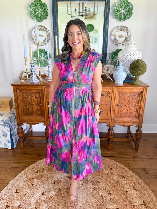 Painted Garden Midi Dress