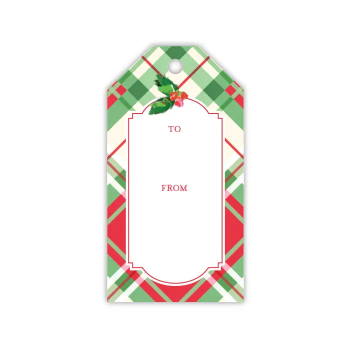 Christmas Plaid with Holly Gift Tag