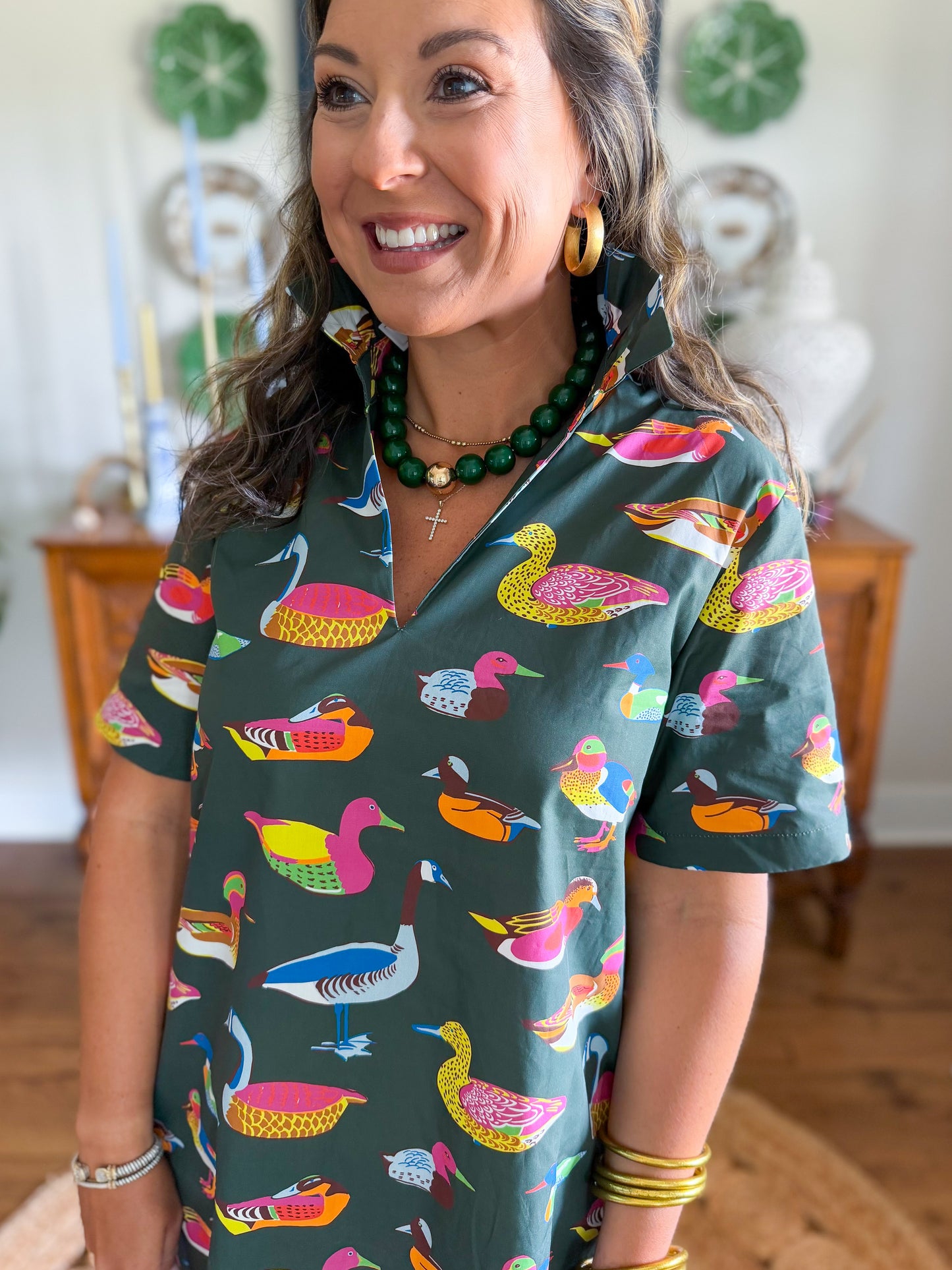 Caryn Lawn | Georgia Duck Dress in Green