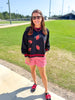 Mary Square | Millie Football Sweatshirt in Red & Black
