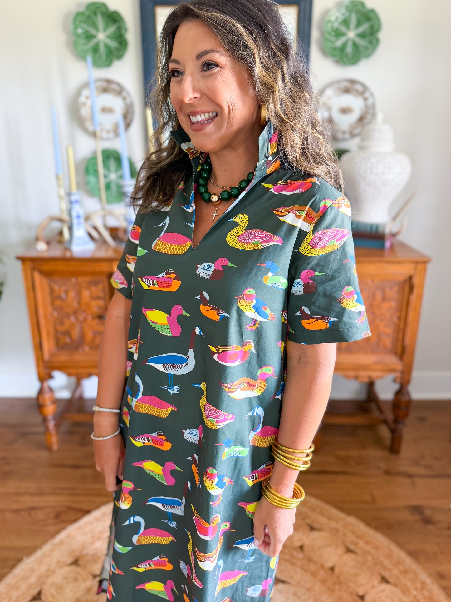 Caryn Lawn | Georgia Duck Dress in Green