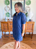 Langley Eyelet Mini Dress in Navy