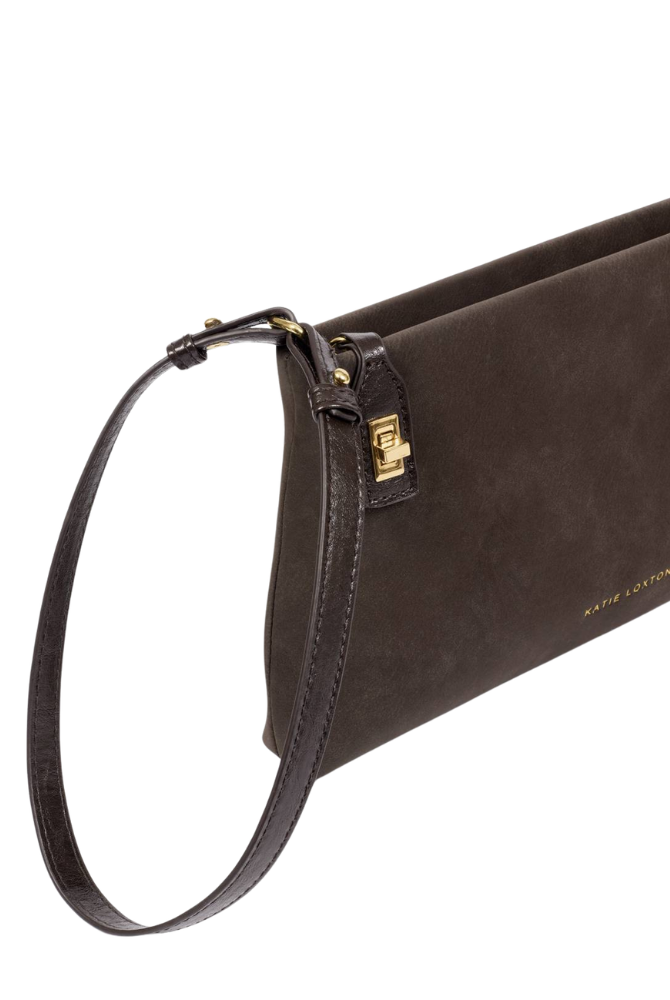 Katie Loxton | Orin Twist Lock Small Shoulder Bag in Chocolate