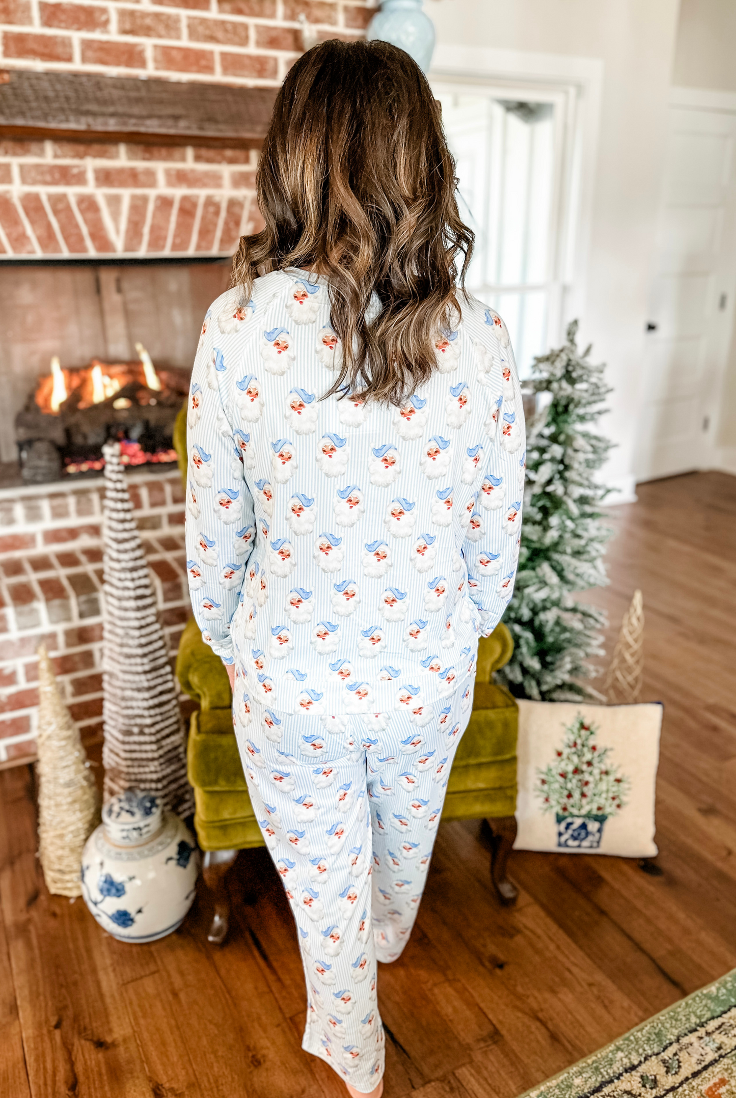 Annie Pajama Set in Santa Baby Blue