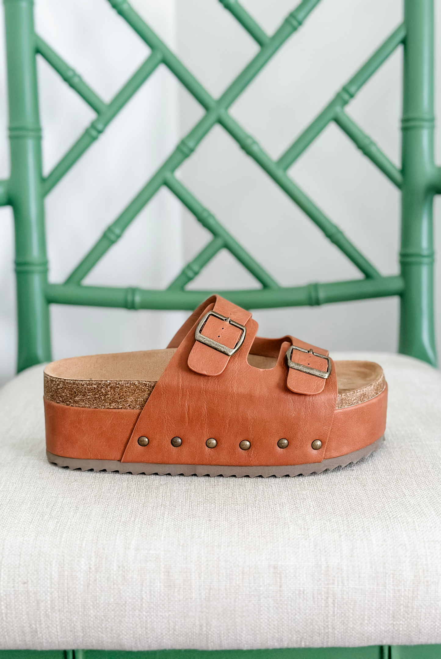 Wanna Be Platform Sandal in Cognac Smooth